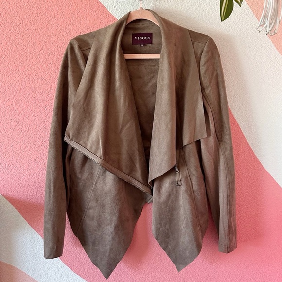 Vigoss Faux Suede Drape Collar Jacket XS - Picture 3 of 10